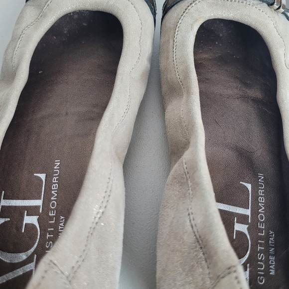 AGL Monika Snakeskin Cap Toe Soft Metallic Leather Ballet Flat - Size 11 / 41 - Picture 10 of 16